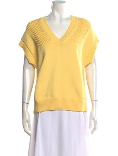 Pre-owned Pearl By Lela Rose V-neck Sweater In Yellow