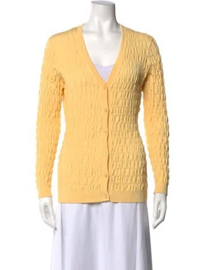 Pre-owned Pearl By Lela Rose V-neck Sweater In Yellow
