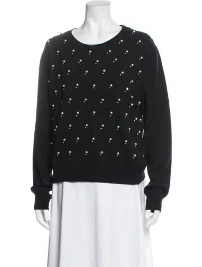 Pre-owned Pearl By Lela Rose Wool Crew Neck Sweater In Black