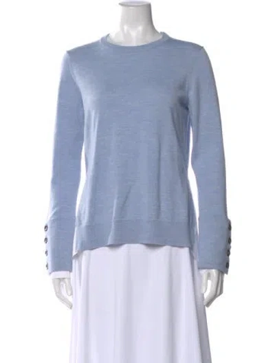 Pre-owned Pearl By Lela Rose Wool Crew Neck Sweater In Blue