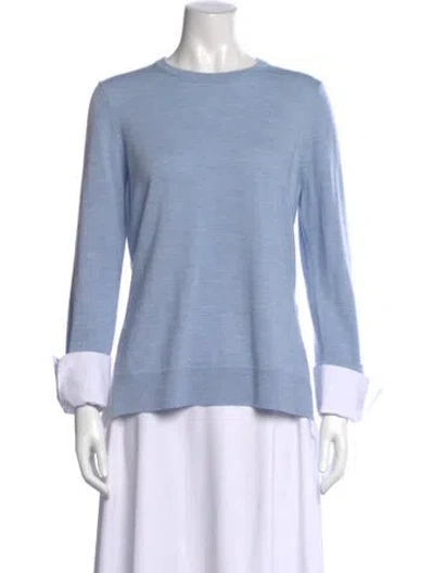 Pre-owned Pearl By Lela Rose Wool Crew Neck Sweater In Blue
