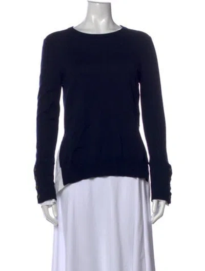 Pre-owned Pearl By Lela Rose Wool Crew Neck Sweater In Blue