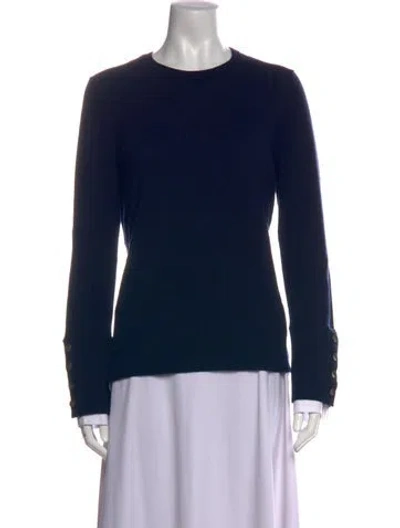 Pre-owned Pearl By Lela Rose Wool Crew Neck Sweater In Blue
