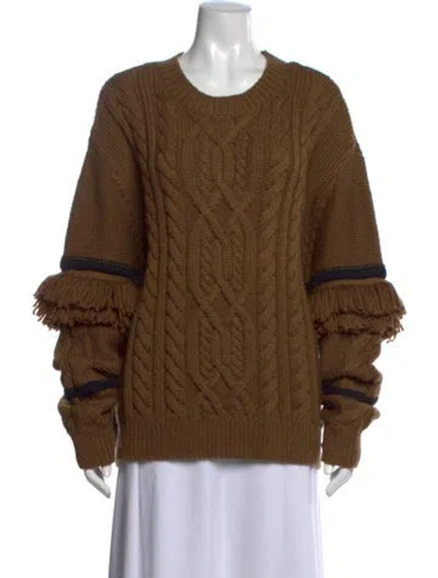 Pre-owned Pearl By Lela Rose Wool Crew Neck Sweater In Brown