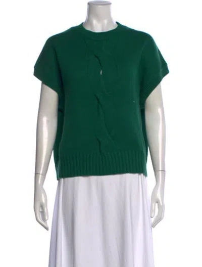 Pre-owned Pearl By Lela Rose Wool Crew Neck Sweater In Green