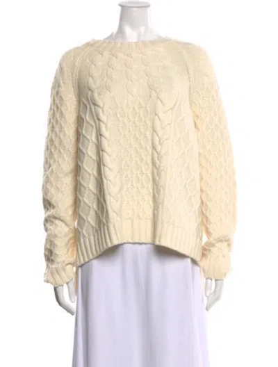 Pre-owned Pearl By Lela Rose Wool Crew Neck Sweater W/ Tags In Neutrals