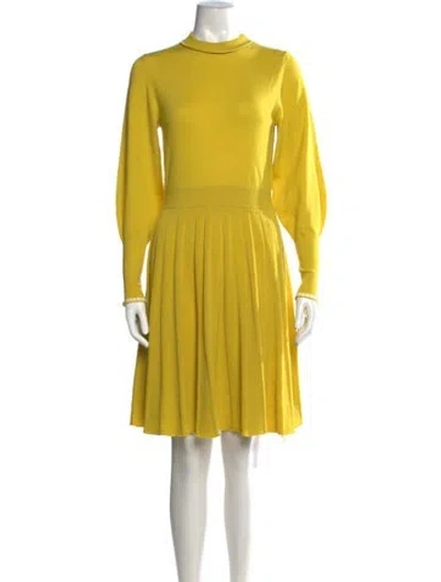 Pre-owned Pearl By Lela Rose Wool Knee-length Dress In Yellow