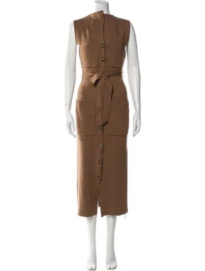 Pre-owned Pearl By Lela Rose Wool Long Dress In Brown