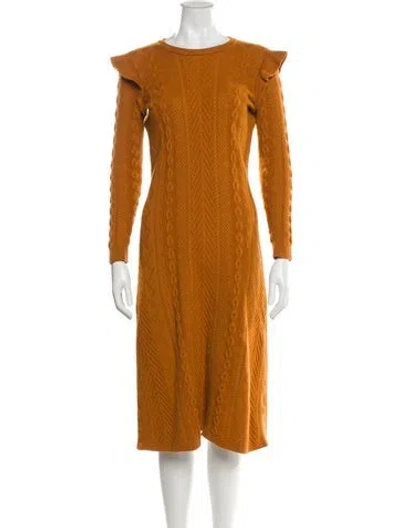 Pre-owned Pearl By Lela Rose Wool Midi Length Dress In Orange