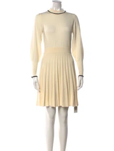 Pre-owned Pearl By Lela Rose Wool Mini Dress In Neutrals