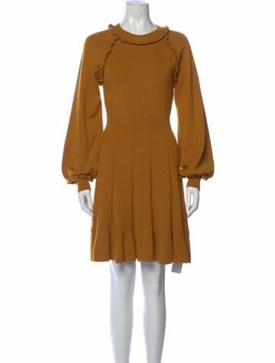 Pre-owned Pearl By Lela Rose Wool Mini Dress In Orange