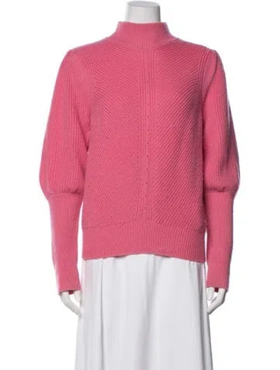 Pre-owned Pearl By Lela Rose Wool Mock Neck Sweater In Pink