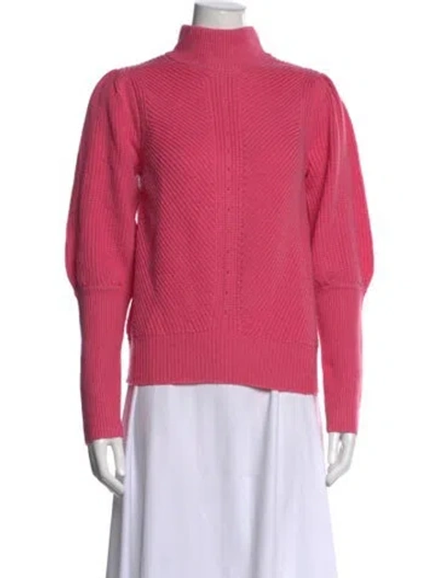 Pre-owned Pearl By Lela Rose Wool Mock Neck Sweater In Pink