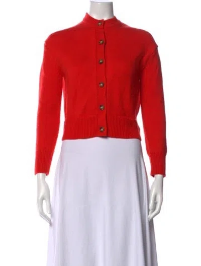 Pre-owned Pearl By Lela Rose Wool Mock Neck Sweater In Red