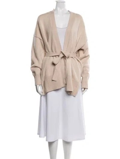Pre-owned Pearl By Lela Rose Wool Open Front Sweater In Neutrals