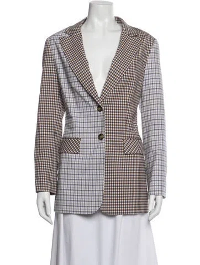 Pre-owned Pearl By Lela Rose Wool Plaid Print Blazer In Multicolor