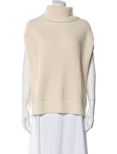 Pre-owned Pearl By Lela Rose Wool Turtleneck Sweater In Neutral