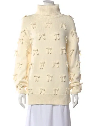 Pre-owned Pearl By Lela Rose Wool Turtleneck Sweater W/ Tags In Neutral