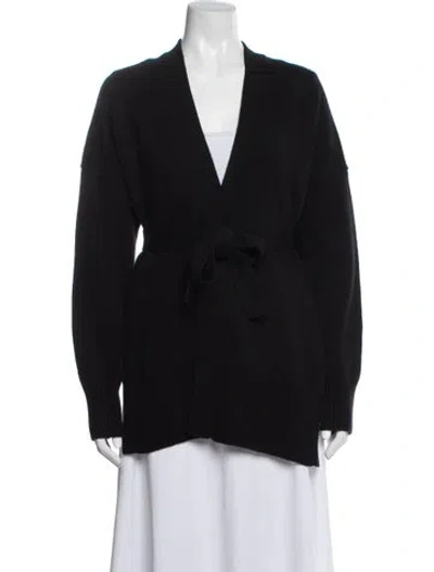 Pre-owned Pearl By Lela Rose Wool V-neck Sweater In Black