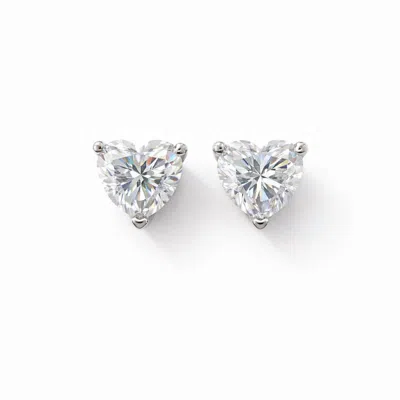 Pearl Code Women's Angel Heart Moissanite Earrings Two Ct, Silver