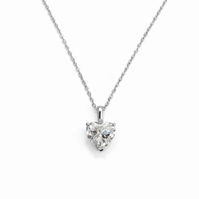 Pearl Code Women's Angel Heart Moissanite Pendant Necklace, Silver