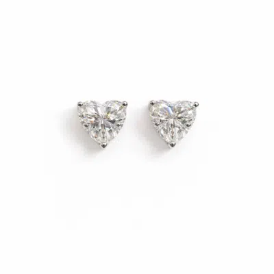 Pearl Code Women's Angel Heart Moissanite Stud Earrings, Silver
