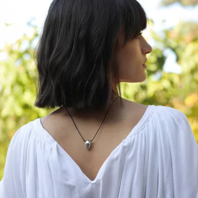 Pearl Code Women's Black Artisanal Wish Jug Mini Pendant With Adjustable Cord In Silver