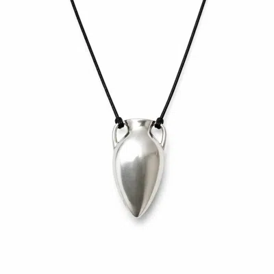 Pearl Code Women's Black Artisanal Wish Jug Pendant With Traditional Moldovan Inspiration In Silver