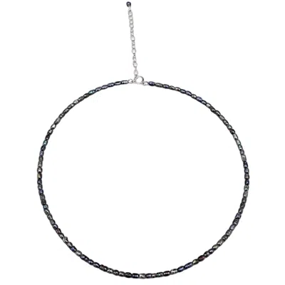 Pearl Code Women's Black Baroque Rice Pearl Choker