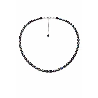 Pearl Code Women's Black Rice Pearl Choker