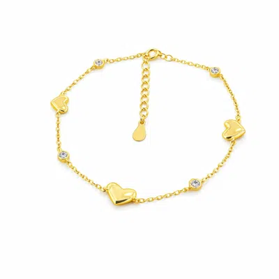 Pearl Code Women's Freya Heart Chain Bracelet, Gold-plated Silver