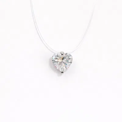 Pearl Code Women's Lilly Silver Heart Pendant Necklace With Cubic Zirconia