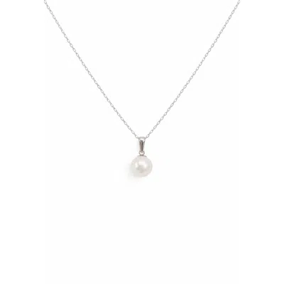 Pearl Code Women's Luna White Pendant Necklace, White Gold