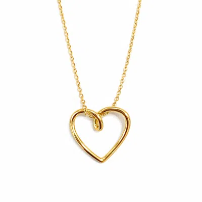 Pearl Code Women's Open Heart Pendant Necklace, Gold-plated Silver