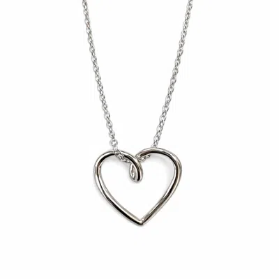 Pearl Code Women's Open Heart Pendant Necklace, Silver