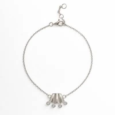 Pearl Code Women's Silver Diamond Crown Chain Bracelet