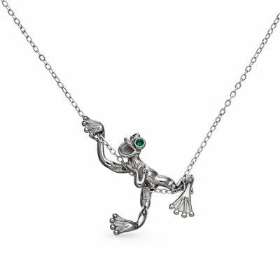 Pearl Code Women's Silver Frog Statement Necklace
