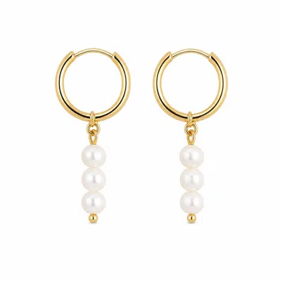 Pearl Code Women's Small Pearl Hoop Earrings – Gold Mini Hoops
