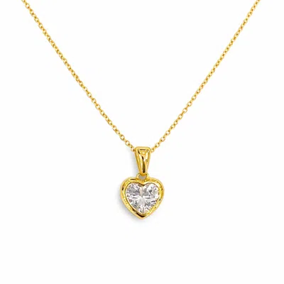 Pearl Code Women's Sophie Heart Pendant Necklace With Cubic Zirconia, Gold-plated Silver