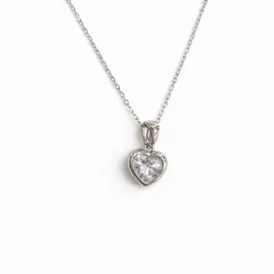 Pearl Code Women's Sophie Silver Heart Pendant Necklace With Cubic Zirconia In Metallic