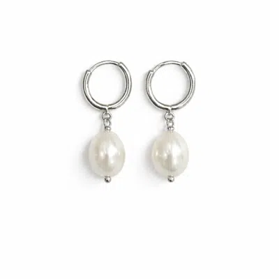 Pearl Code Women's White Baroque Pearl Drop Earrings