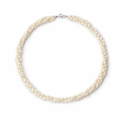 Pearl Code Women's White Premium Three-row Freshwater Pearl Necklace