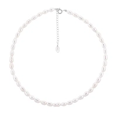 Pearl Code Women's White Rice Pearl Choker