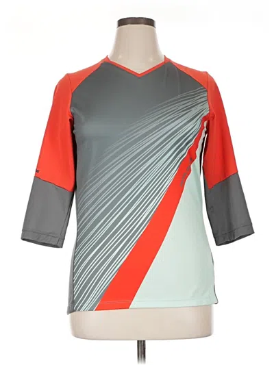 Pre-owned Pearl Izumi 3/4 Sleeve Top Gray Color Block Pattern Crew Neck Tops