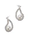 Pearl Octopuss.y Pearl Octopuss. Y Mini Oysters Crystal & Imitation Pearl Drop Earrings In Silver Plated In Silver