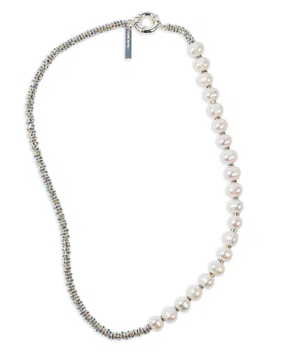 Pearl Octopuss.y Pearl Octopuss. Y Paris Diamond Crystal & Cultured Freshwater Pearl Strand Necklace, 19.6 In Silver
