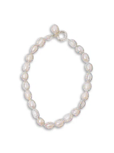 Pearl Octopuss.y Pearl Octopuss. Y Pearl Drop Crystal & Cultured Freshwater Pearl Collar Necklace In Silver Plated, 1