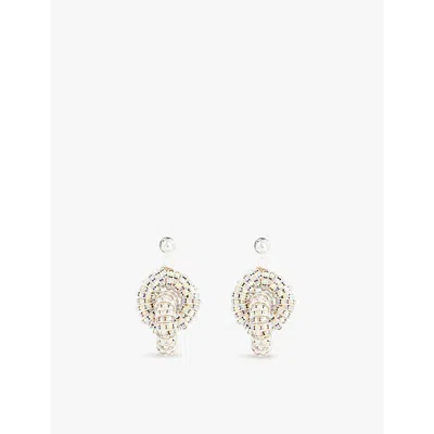 Pearl Octopuss.y Womens Silver Diamond Tire Sterling-silver And Glass Drop Earrings In Gold