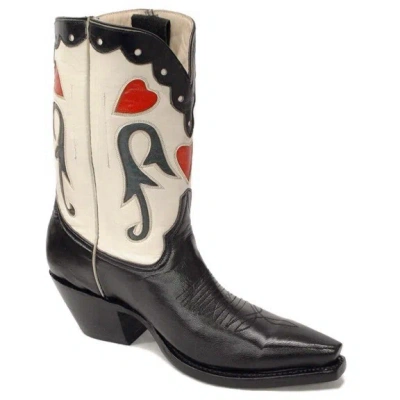 Pre-owned Pearl Pee Wee Hand Made Cowboy Boots Ladies Size 7 In Black