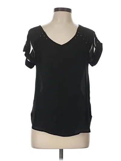 Pre-owned Pearl Short Sleeve Top Black Cold Shoulder Neckline Tops